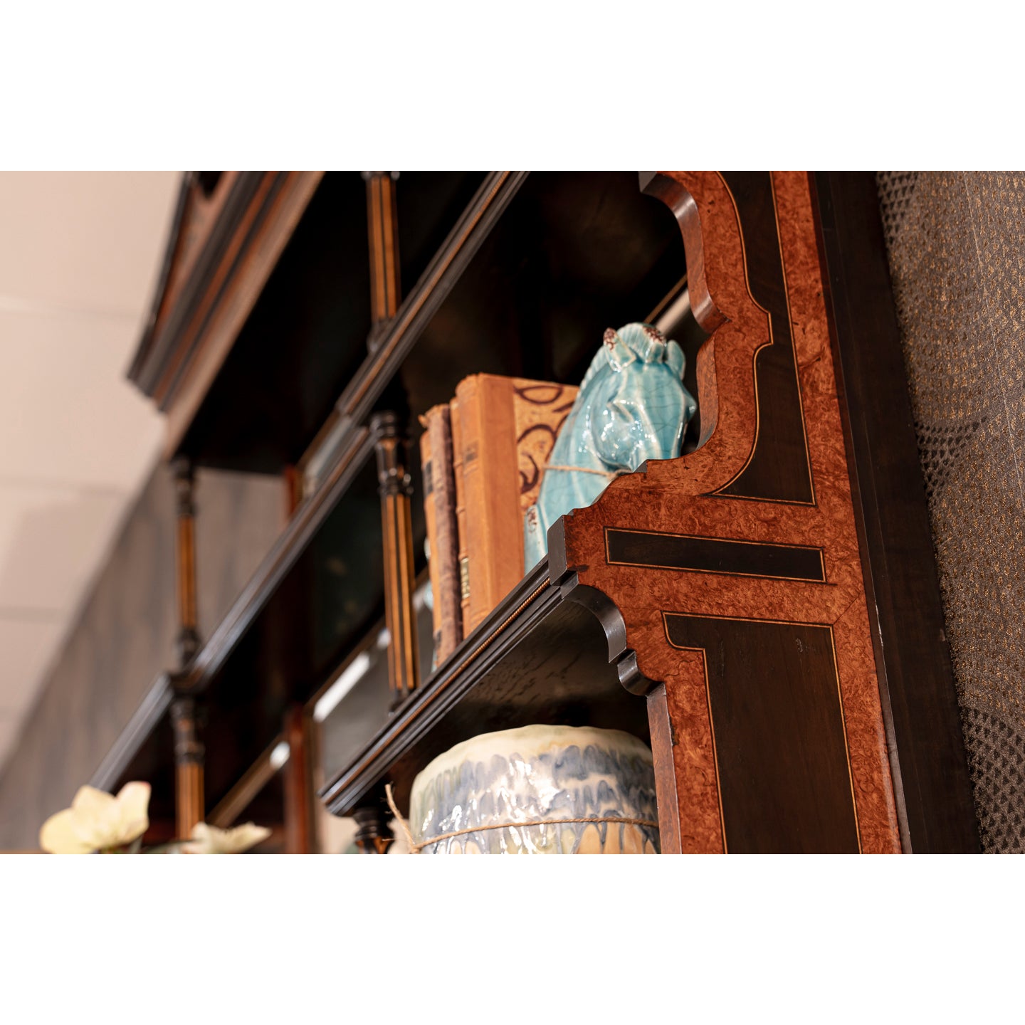 19th Century Ebonised Burr Walnut and Gilt Brass Side Cabinet