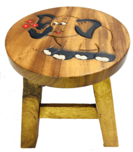 Childrens Handmade Wooden Stool -Elephant