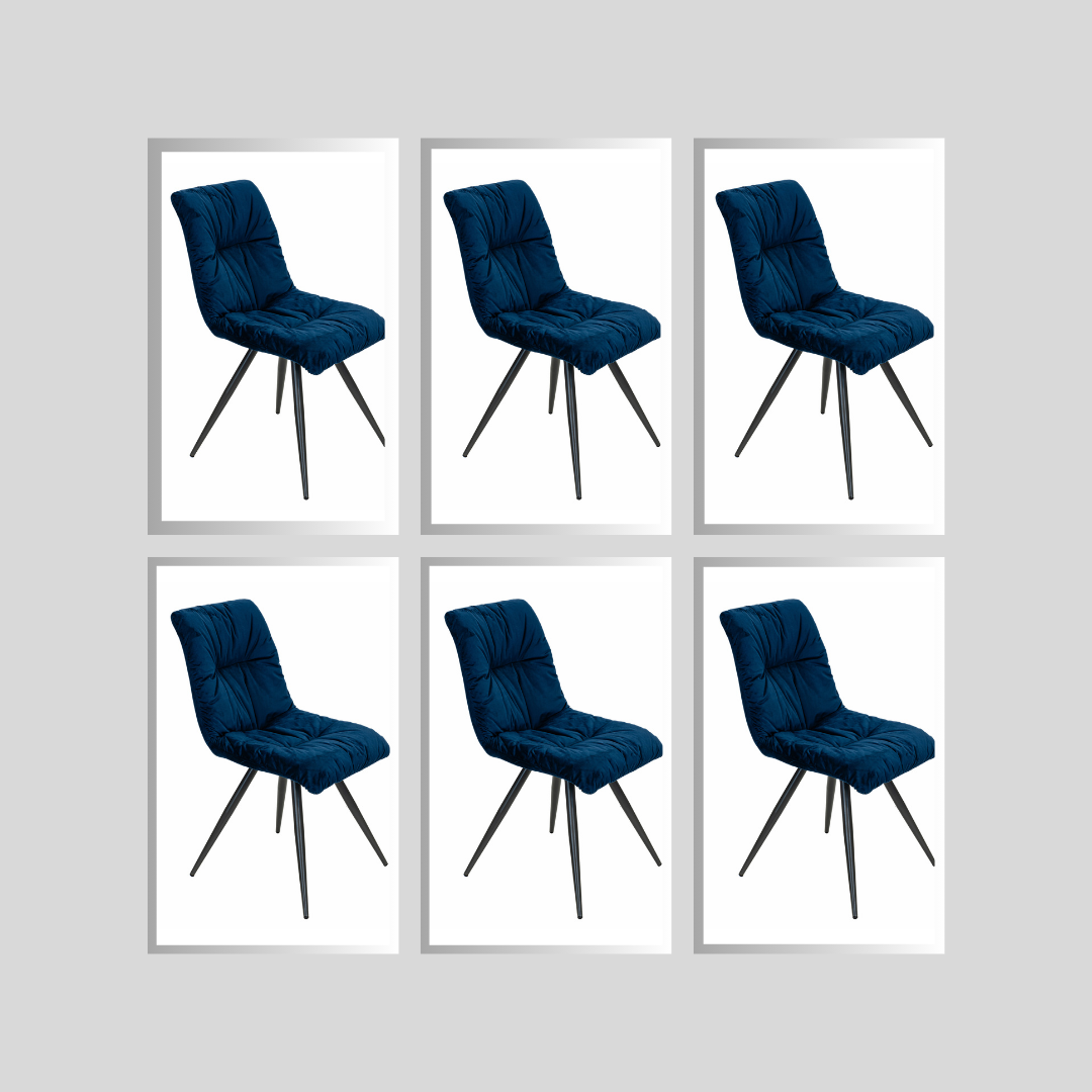 Anna Blue Velvet Dining Chair Set of 6