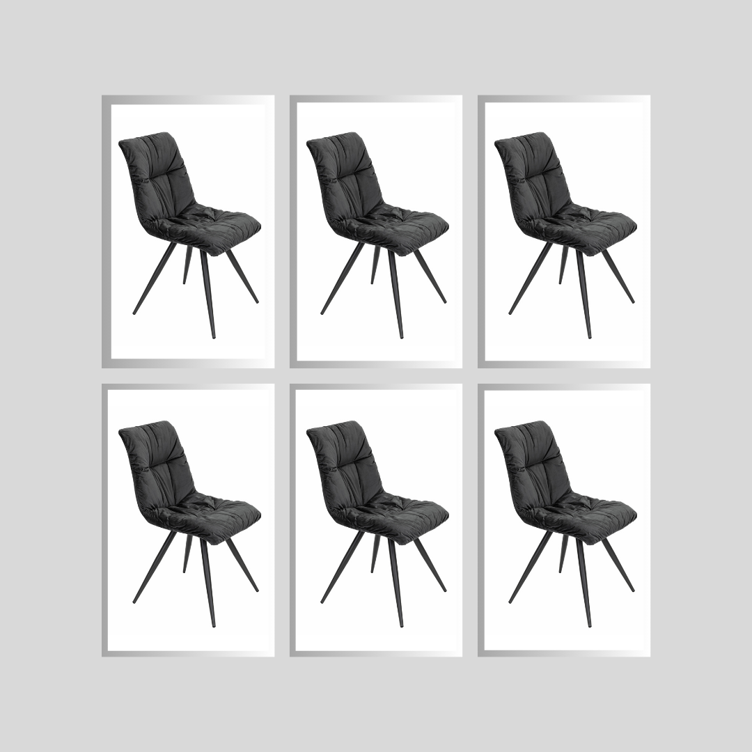 Anna Dark Grey Velvet Dining Chair Set of 6