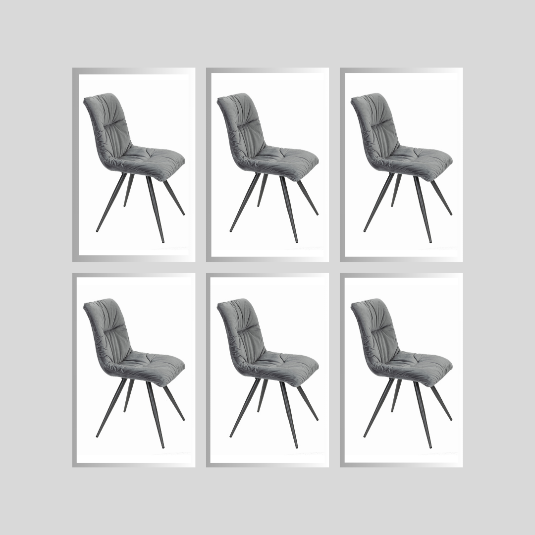 Anna Light Grey Velvet Dining Chair Set of 6