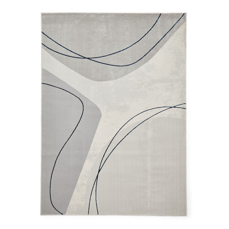 Apollo Modern Metallic Abstract Rug in Grey and Blue