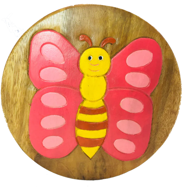 Childrens Handmade Wooden Stool -Butterfly