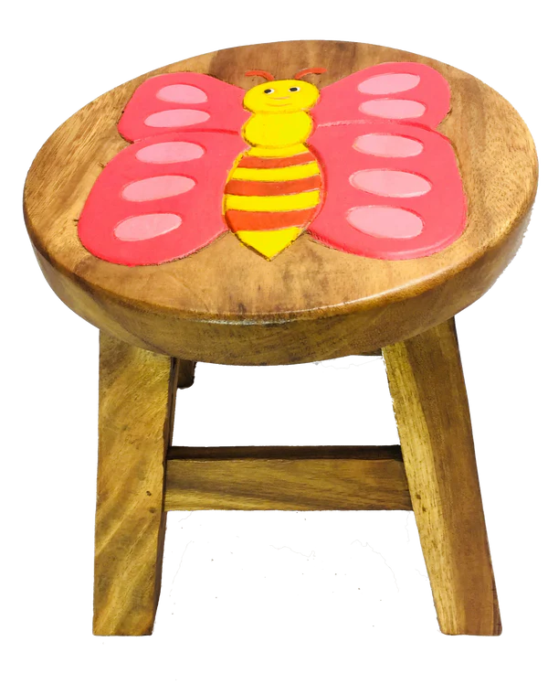 Childrens Handmade Wooden Stool -Butterfly