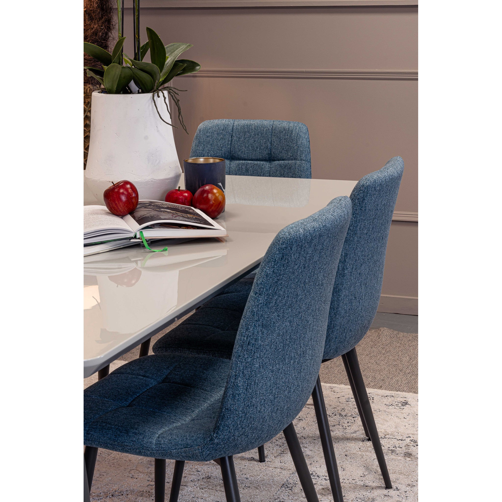 Lola 160cm Dining Table and 6 x Oslo Blue Dining Chairs - Bundle Deal