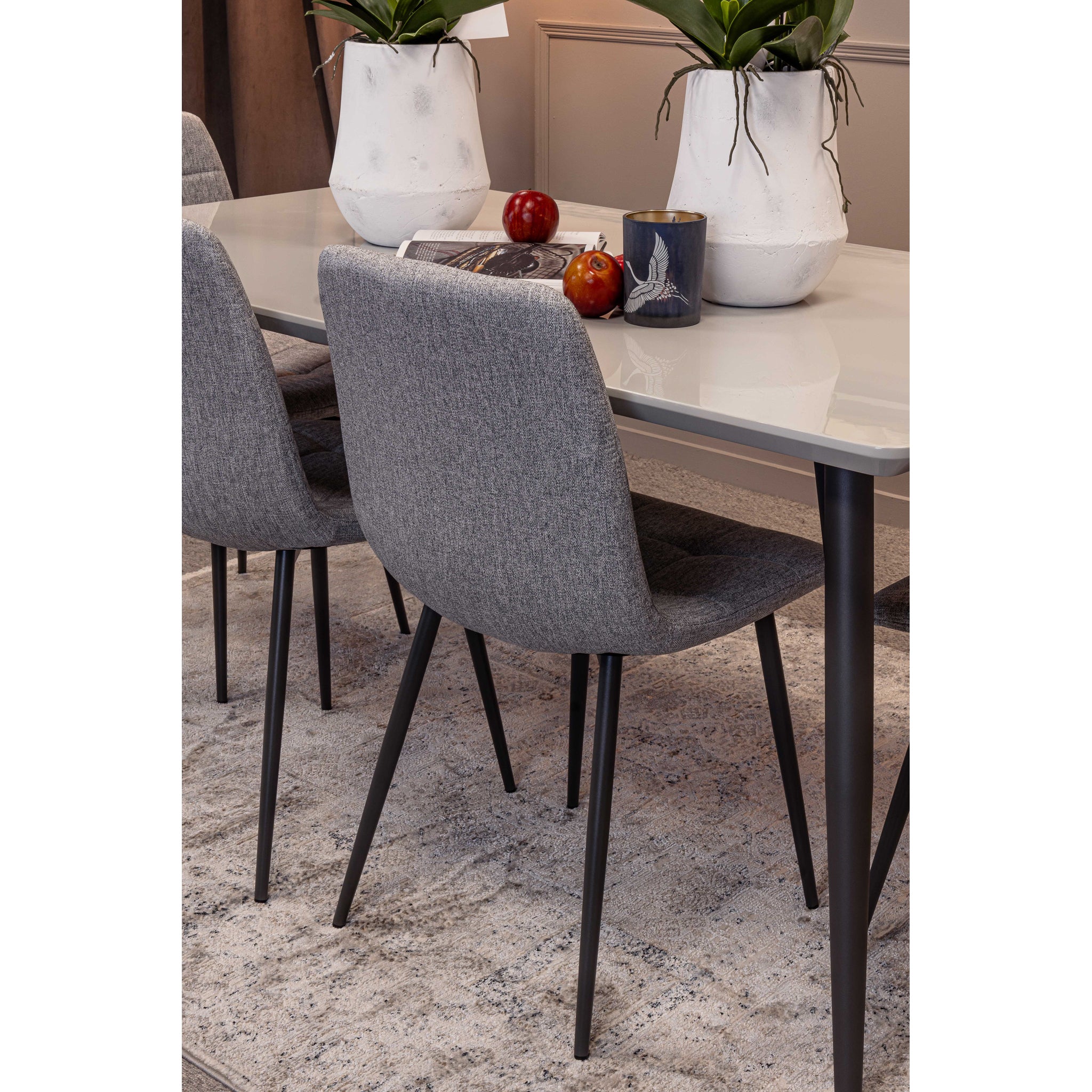 Lola 160cm Dining Table and 6 x Oslo Light Grey Dining Chairs - Bundle Deal