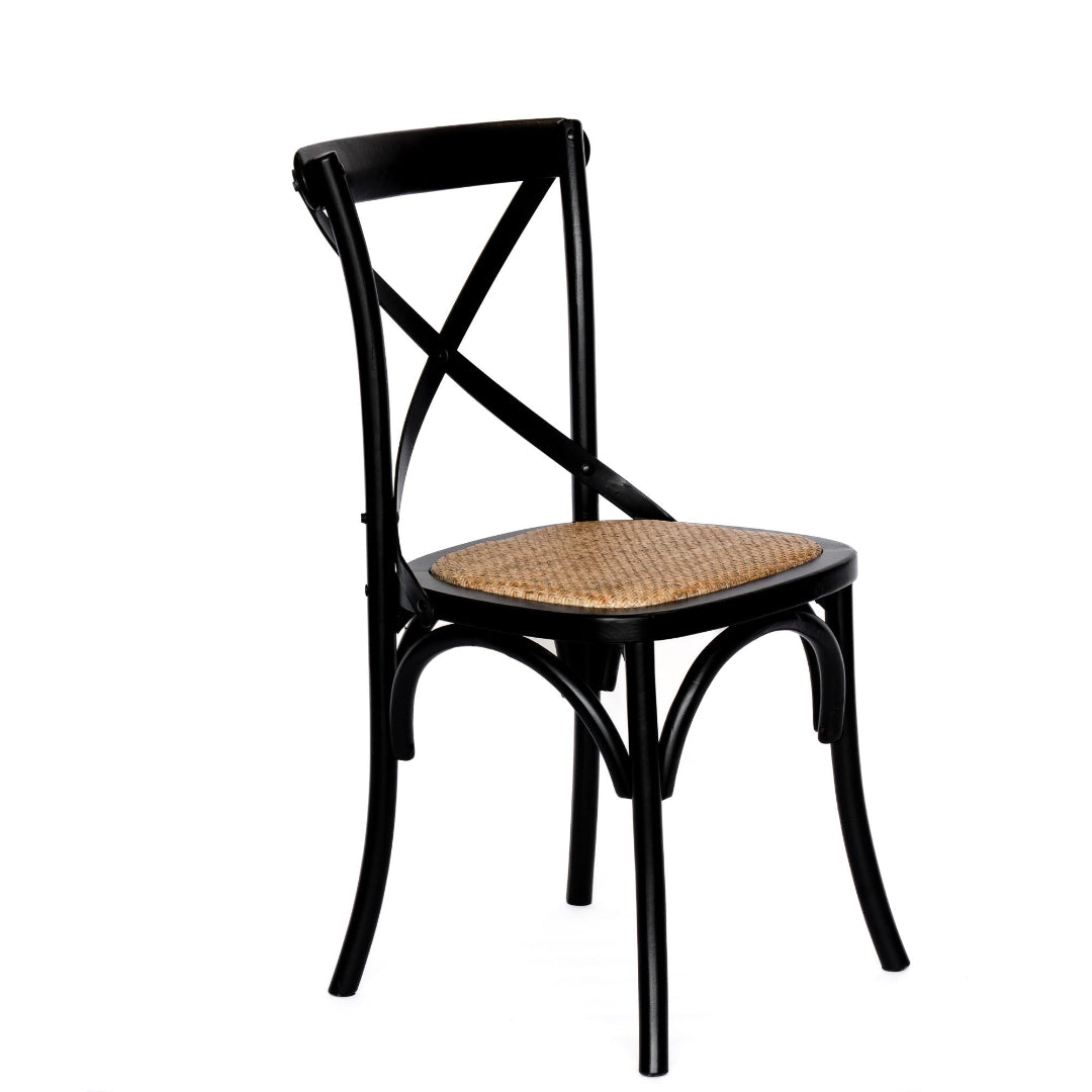 Malta Cross Back Chair in Black Oak with Woven Seat