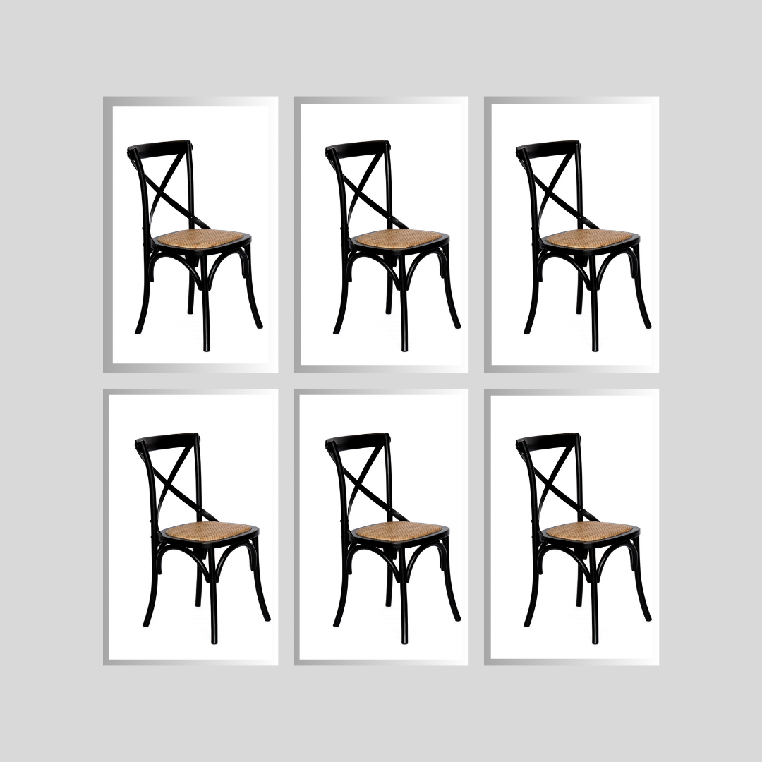 Malta Cross Back Dining Chair - Black Set of 6