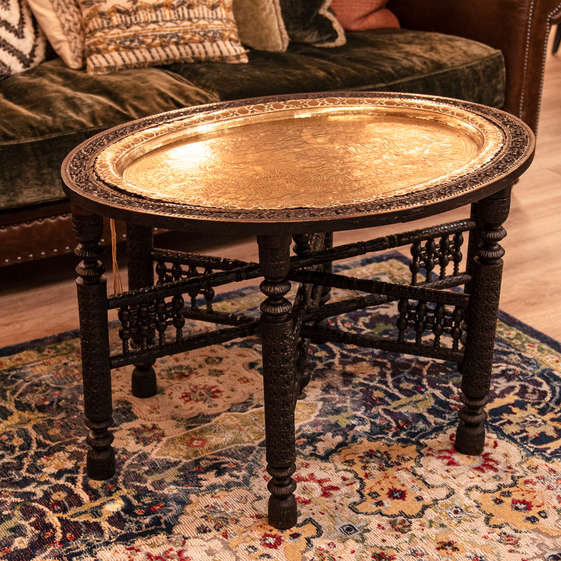 Oval Brass Tray Top Table