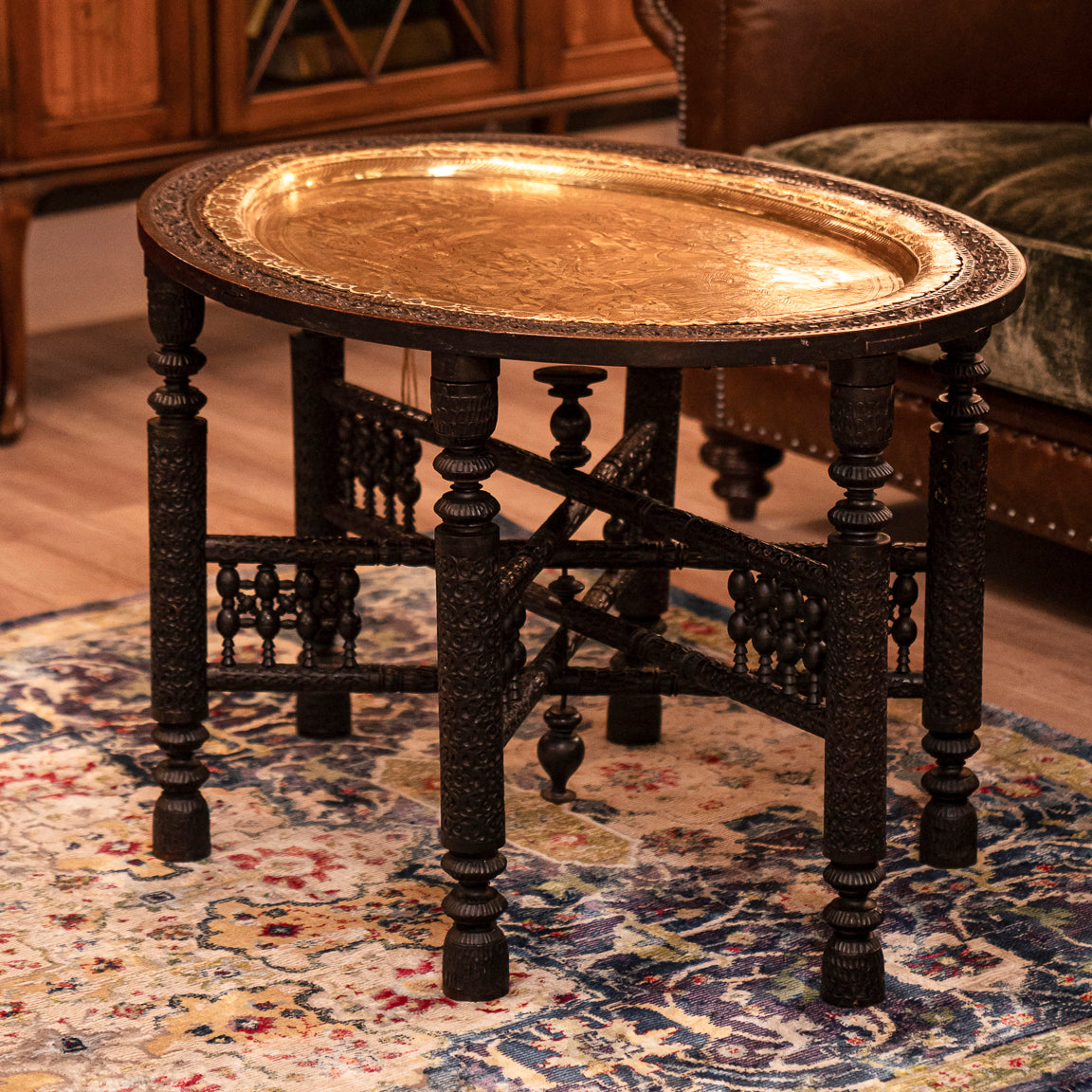 Oval Brass Tray Top Table