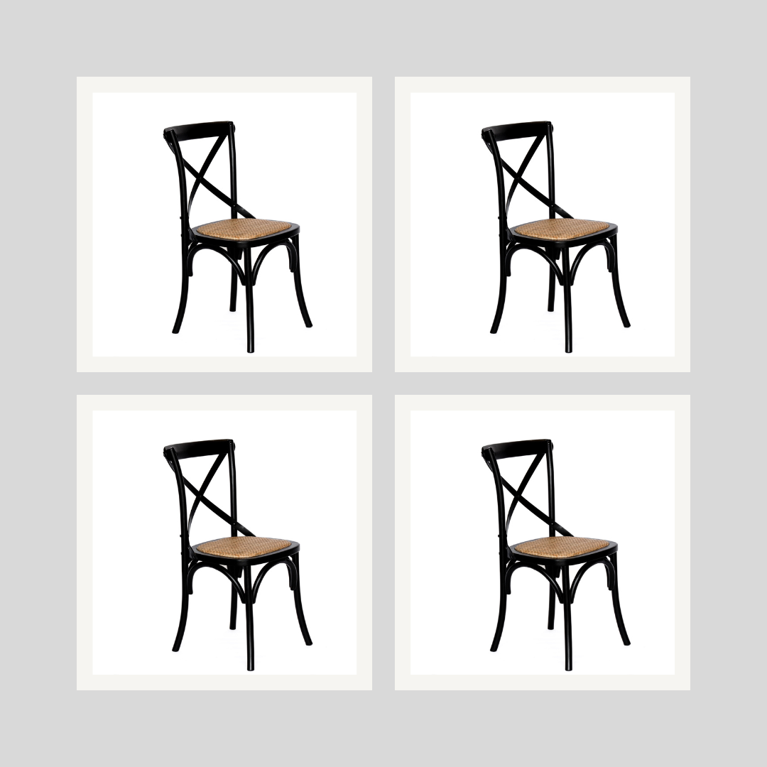 Malta Cross Back Dining Chair - Black Set of 4