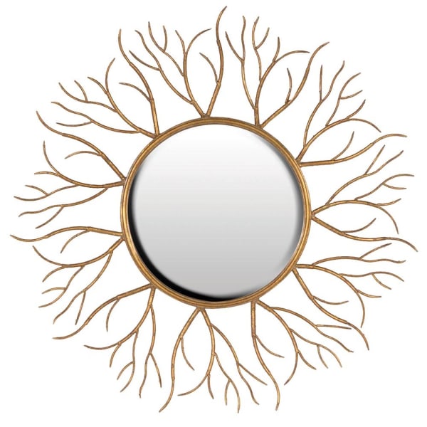 Sunburst Twig Round Mirror in Gold Finish