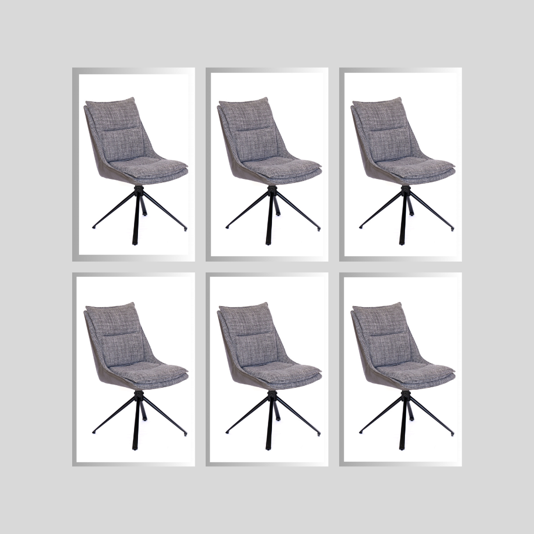 Daly Swivel Dining Chair Grey Set of 6