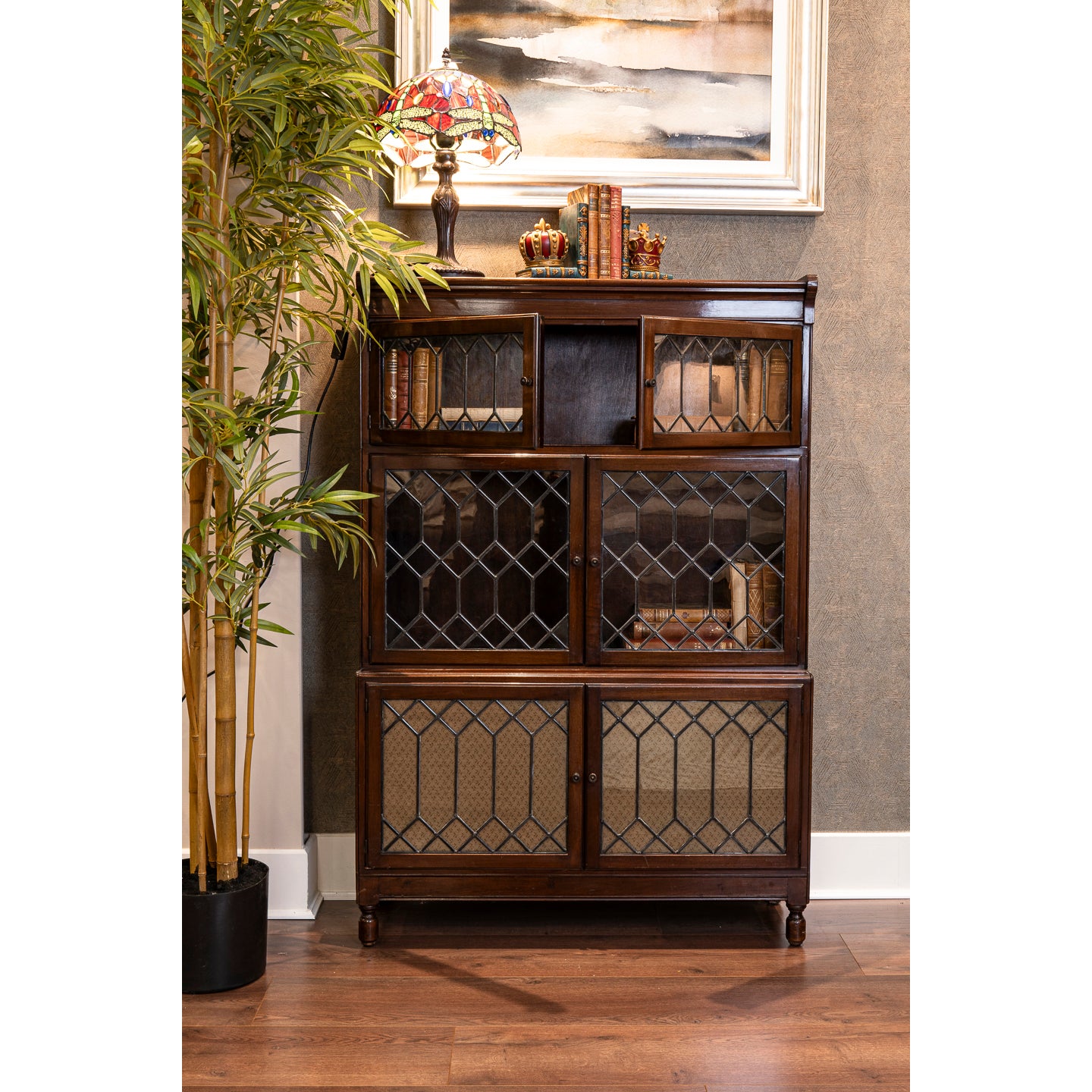 Leaded Glass Sectional Bookcase