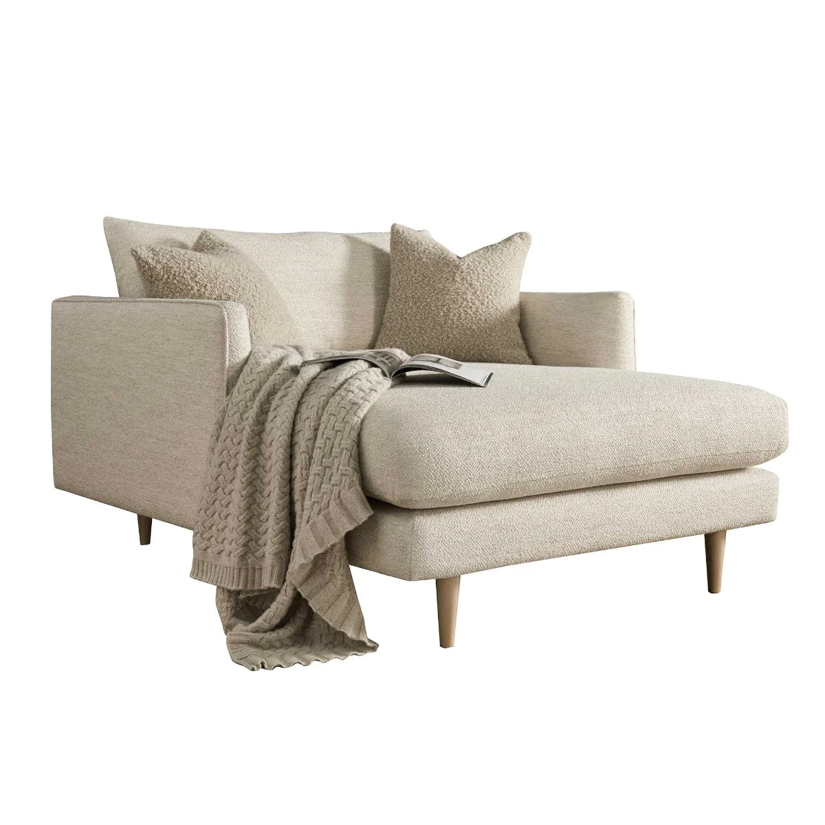 Como Snuggler Chair Chaise in the beautiful Monza Ivory fabric