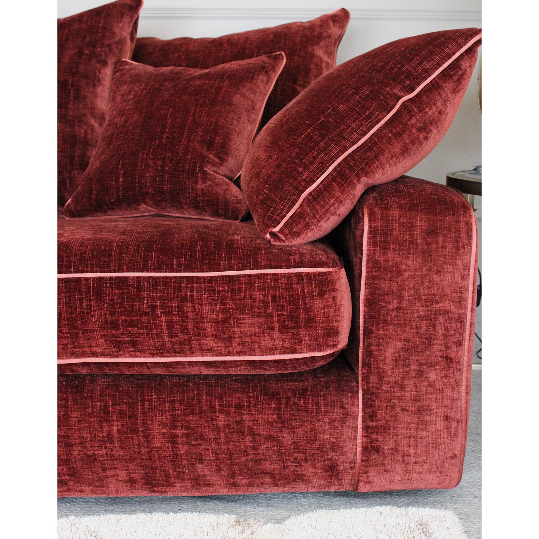 Marilyn Large Split Sofa inspired by the Manhattan Sofa in Zelda Burgundy fabric